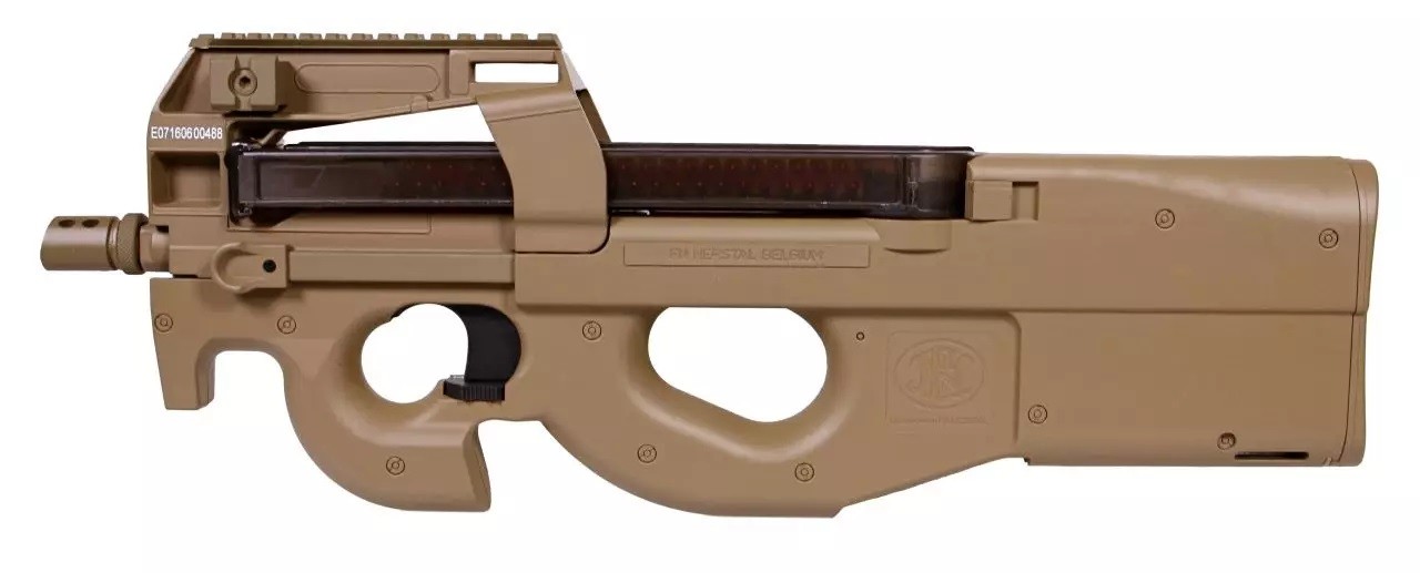 Cybergun - Pistolet mitrailleur FN P90 AEG avec Batterie et Chargeur de  Batterie- FDE (1.4 joules) - Elite Airsoft