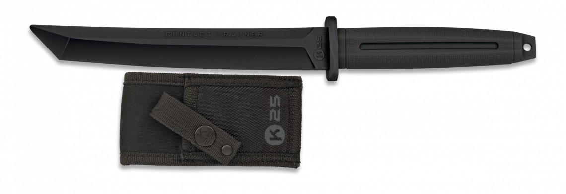 K25 - Couteau d'entrainement caoutchouc - Lame TANTO - Vendu avec holster - Noir K25 - Couteau d'entrainement caoutchouc - Lame TANTO - Vendu avec holster - Noir