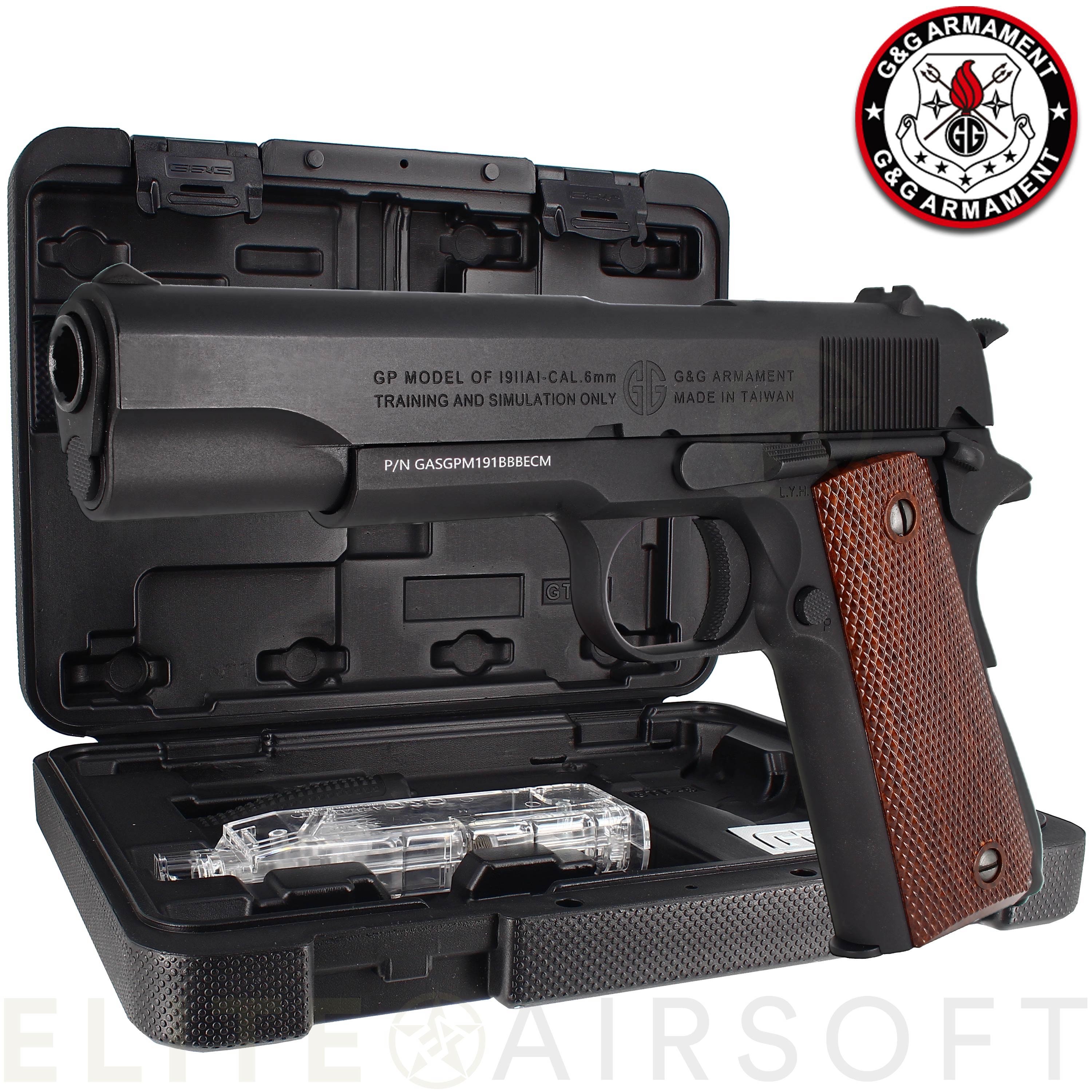 G&G - Pistolet GPM1911 - GBB - Gaz - Noir (1 joules) - Elite Airsoft