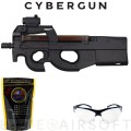PACK Cybergun - Pistolet mitrailleur FN P90 AEG - Noir (1.4 joules)