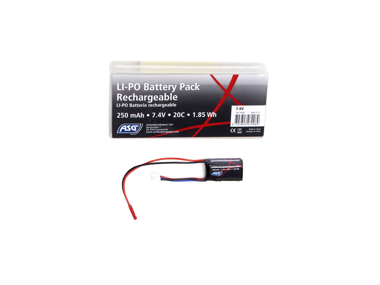 ASG - Batterie LiPo 7.4V 250mAh - mini Tamiya - Elite Airsoft