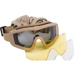 Tactical OPS - Masque de protection des yeux avec écran jaune /transparent / fumé - TAN