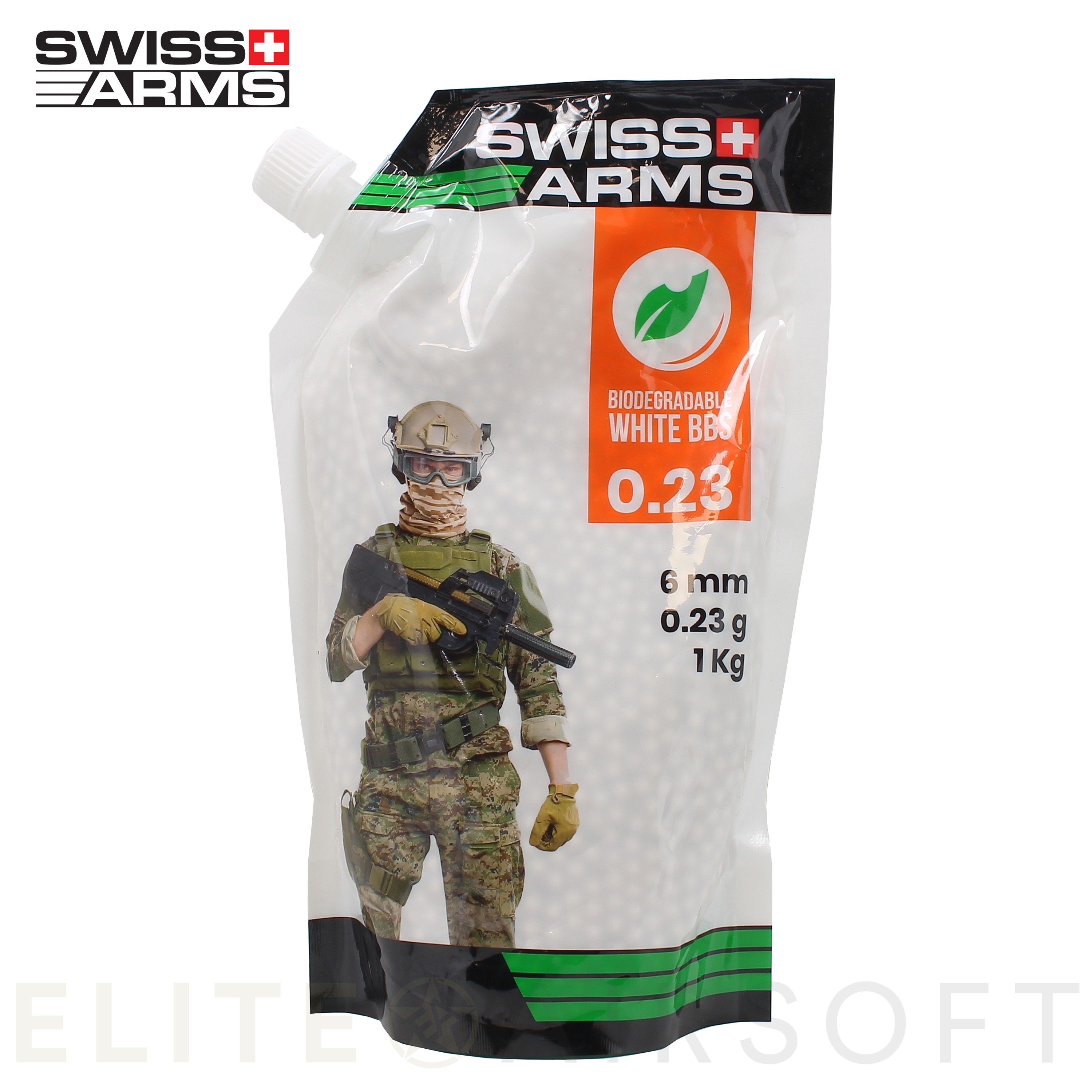 Lot de 4350 billes biodégradables Swiss-Arms - 6mm (0.23 g) Lot de 4350 billes biodégradables Swiss-Arms - 6mm (0.23 g)
